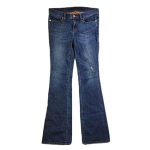 Tory Burch Classic Women's 29 slim Wash Blue Jeans Stretch Flare Leg Mid Rise.